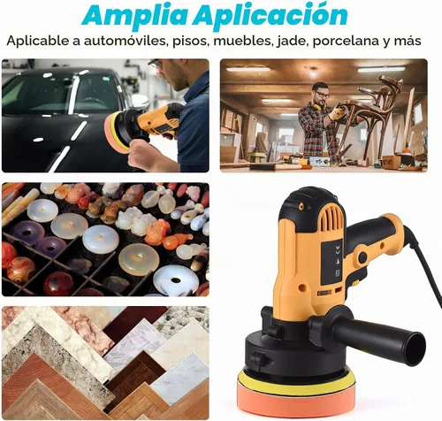 Vista 6 de Pulidora de búfer, cera de tampón Geevorks de 5 pulgadas, pulidora de coche de velocidad variable 600-3700 RPM con mango desmontable, 6 almohadillas