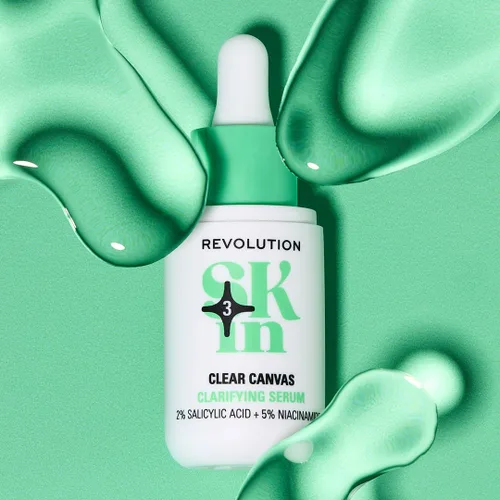 Vista 5 de Revolution Skin, Clear Canvas - Suero facial aclarante de 5% niacinamida y 2% ácido salicílico, ayuda a un tono uniforme de la piel, vegano y libre