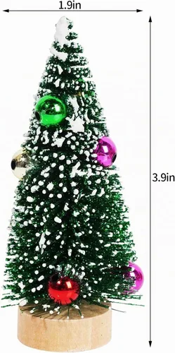 Vista 2 de Yookat 12 piezas de mini árboles de Navidad, mini árboles de sisal pequeños, mini pinos con base de madera, mini árboles de cepillo de botella