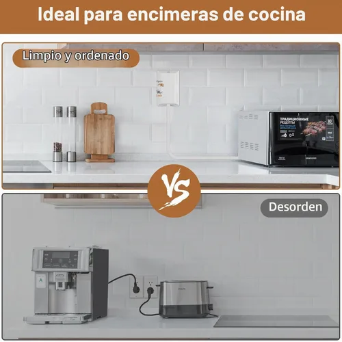 Vista 5 de Cable de extensión con cubierta de toma de corriente de 3 pies, enmascarador de toma de corriente ultradelgado con tira de alimentación de enchufe