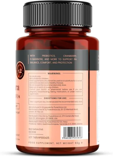 Vista 8 de pureclinica Veev Flora íntima - Soporte para microbioma vaginal e intestinal - 50 mil millones de UFC - Probióticos, prebióticos, arándano