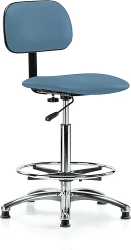 Vista 23 de Perch - Silla de laboratorio cromada con respaldo ajustable, altura del escritorio de 17 a 22 pulgadas, tela negra