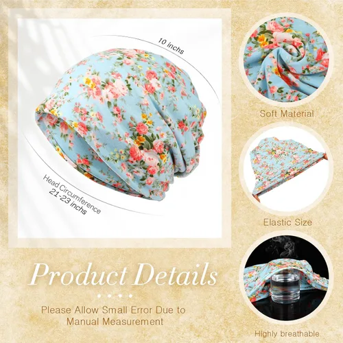 Vista 2 de Gorro holgado para mujer, 5 piezas, turbante, elástico, para el cáncer, gorros, bufanda para dormir