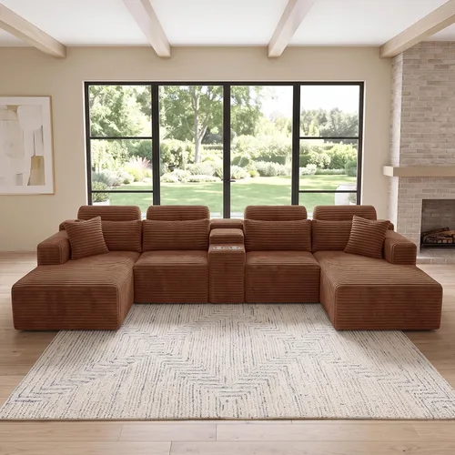 Vista 36 de sofás deshuesados en forma de U de 130", negro modular del sofá seccional