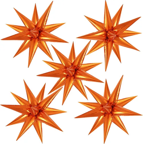 Vista 7 de 60 unidades de globos de estrella negros con explosión de 12 puntas de papel de aluminio con forma de cono mágico grande para decoración de fondo
