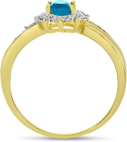 Vista 5 de 10k Yellow Gold Oval Blue Topaz And Diamond Ring