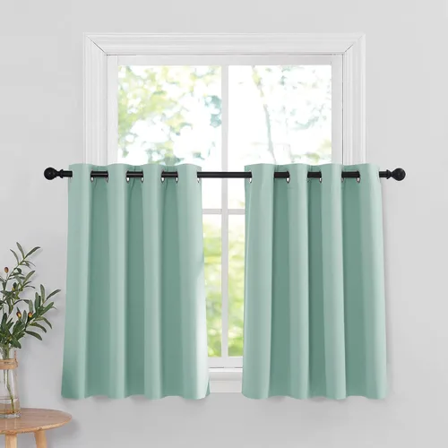Vista 123 de RYB HOME - Cortinas para armario de 36 pulgadas, cortinas para oscurecer la habitación con ojales resistentes a la oxidación, cortinas de Aqua