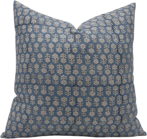 Vista 12 de Fundas de almohada de lino grueso con estampado de bloques, 14x14 pulgadas, fundas de almohada vintage hechas a mano para sofá y sofá, funda