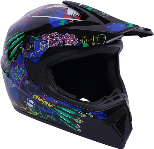 Vista 10 de Guantes para niños, lentes para motociclista y casco para manejar fuera de pista, para niños, para motocross, aprobados por el DOT, para carreras, M