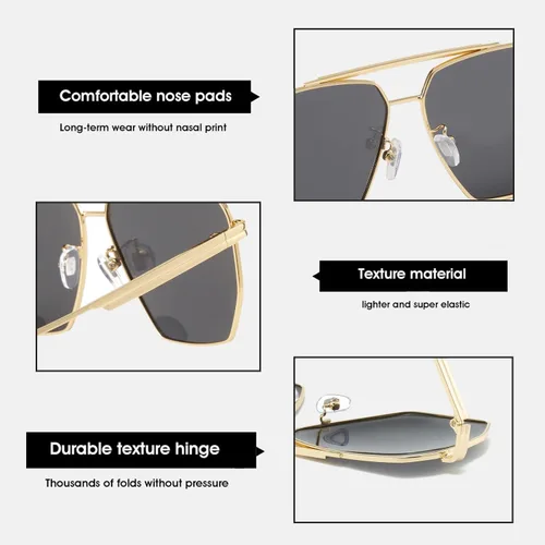 Vista 6 de BUTABY Lentes de sol retro para mujeres y hombres, vintage, de gran tamaño, cuadrados, clásicos, polarizados, marco de metal, UV400