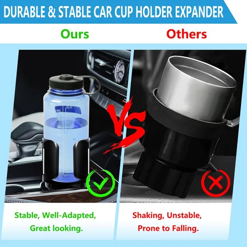 Vista 7 de Expansor de portavasos para automóvil con soporte y base ajustables, compatible con Yeti Ramblers de 10-64 oz, Hydro Flask, Nalgene, Stanley