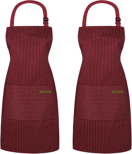 Vista 9 de Taidven Paquete de 2 Delantales - Unisex, Delantal Ajustable con Babero para Cocina, Delantal de Cocina, Delantales para Hombres y Mujeres