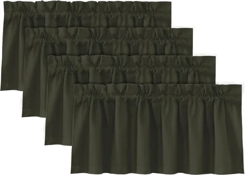 Vista 29 de H.VERSAILTEX Cenefas de cortina 100% opacas para ventanas, 2 paneles con aislamiento térmico, bolsillo para barra, pequeña cenefa corta para cocina