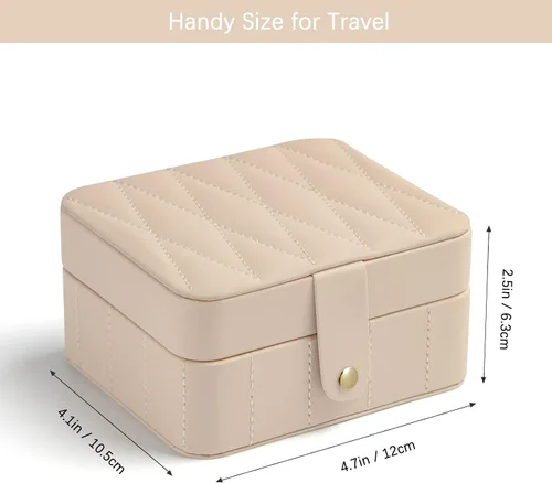 Vista 5 de KAMIER Joyero de viaje, de cuero acolchado con diamante, cajas de joyería portátiles para mujeres y niñas, organizador pequeño para collares