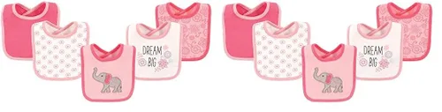 Vista 34 de Hudson Baby Baberos unisex de algodón para bebé, nube rosa, talla única (paquete de 2)