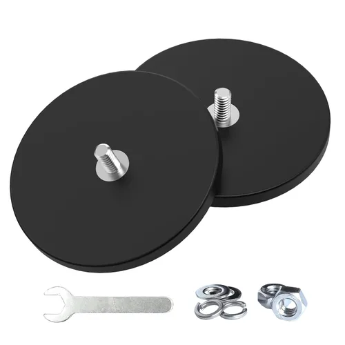 Vista 11 de Magnetpro 4 imanes de montaje con revestimiento de goma fuerte, antiarañazos y anticorrosión, más de 30 libras de potencia adhesiva, con orificio