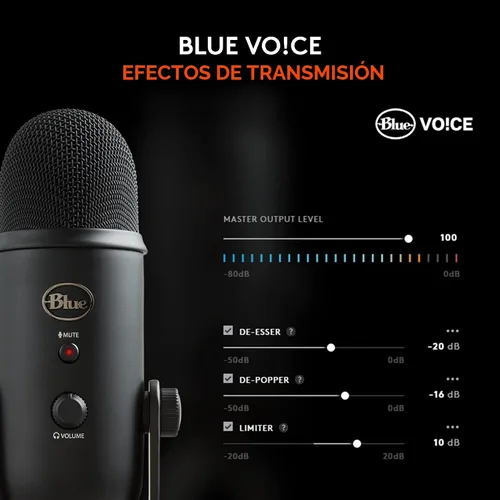Vista 5 de Blue Yeti USB Mic para grabar y transmitir en PC y Mac, 3 cápsulas de condensador, 4 patrones de captación, salida de auriculares y control
