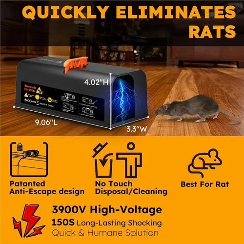 Vista 5 de X-PEST Trampas Eléctricas para Ratas de Interior para el Hogar, Anti-Escape, Sin Contacto, Sin Vista, Trampa Eléctrica Efectiva y Humana para Ratas