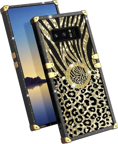Vista 9 de Funda para teléfono Samsung Galaxy Note 8 con soporte de anillo para niñas y mujeres, retro, elegante, de lujo, con estampado de leopardo, guepardo