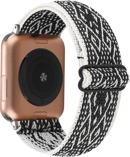 Vista 16 de Correa de reloj elástica ajustable compatible con Apple Watch de 1.49", 1.57", 1.61" (38 mm- 40 mm- 41 mm), pulsera elástica de nylon para mujer
