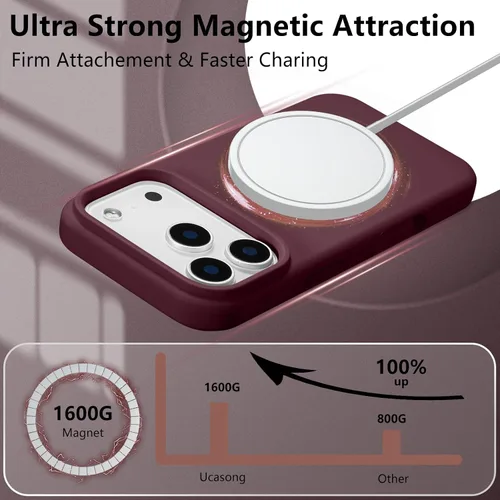 Vista 557 de Funda magnética de silicona para iPhone 13 Pro, color blanco antiguo [Compatible con Magsafe] [Forro de microfibra suave antiarañazos], funda