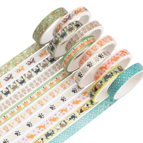 Vista 13 de YUBBAEX Juego de 10 rollos de cinta washi brillante, 8 mm de ancho, de lámina dorada decorativa para álbumes de recortes, planificador, manualidades