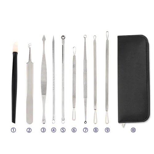 Vista 7 de Kit de herramientas para reventar espinillas, kit de 9 piezas de extractor de espinillas para eliminación rápida y fácil de espinillas, puntos