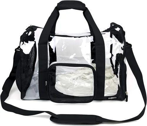 Vista 5 de Mochila grande transparente, mochila resistente transparente de PVC transparente, Negro (Gym Black)