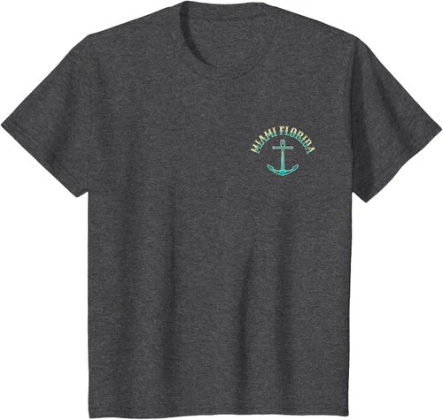 Vista 40 de Camiseta con diseño de pesca en la parte delantera y trasera de Miami Florida USA, Negro