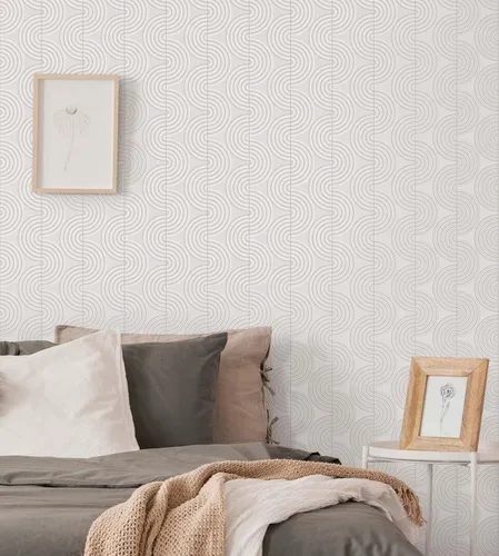 Vista 6 de NextWall Papel pintado Zen Geometric Peel and Vinyl Stick (Lunar Rock & Metallic Pearl) - Uno