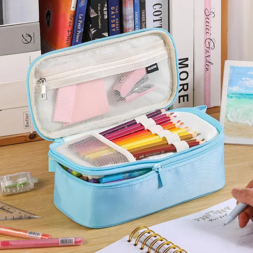 Vista 2 de Estuche Grande para Lápices, Bolsa de Lápices de Gran Capacidad, Bolsa de Lápices Personalizada con Inicial con Cremallera Suave, Múltiples