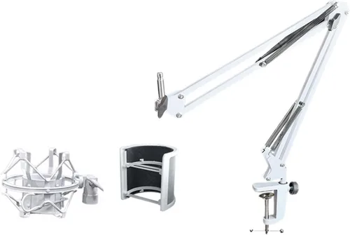 Vista 11 de NB35 Microphones Stand for Table Microphones Arm Swivels and MS089SV Microphones Shock Mount Silver for Track