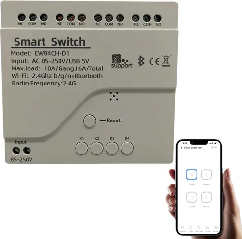 Vista 20 de Módulo de conmutación de relé WiFi inteligente de 1 canal USB 5V/AC85V-250V, compatible con control Bluetooth, control remoto de la aplicación
