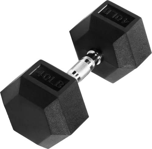 Vista 4 de Rubber Encased Hex Dumbbell with Knurled Alloy Material Non-slip Handle, Basic Professional Dumbbell