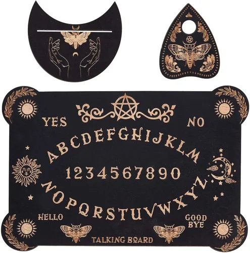 Vista 9 de CREATCABIN Juego de 3 tableros de adivinación de madera, soporte para cartas de tarot, soporte para cartas de tarot, soporte de tarot, soporte