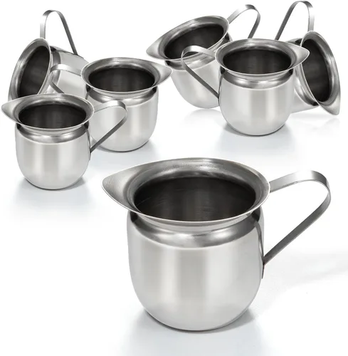 Vista 12 de Fit Meal Prep [Paquete de 6] Jarra de crema de 3 onzas, cremas de campana de acero inoxidable, mini recipiente para servir leche, crema de café