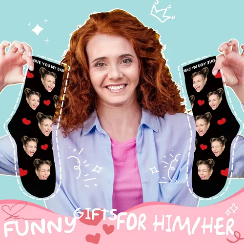 Vista 7 de Bemaystar Calcetines personalizados con foto, calcetines personalizados con imagen, regalos personalizados para el día de San Valentín para novio