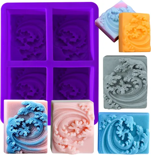 Vista 7 de Bee - Moldes de silicona para jabón, paquete de 2 moldes rectangulares de Jabón de panal de abeja