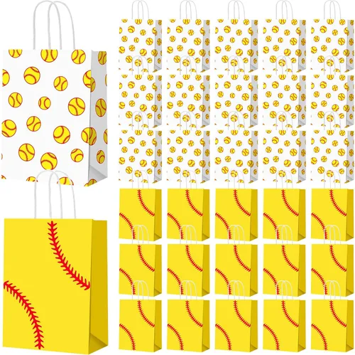 Vista 9 de Leinuosen 30 bolsas de fiesta de béisbol, regalo de regalo, bolsas de dulces con asa para deportes temáticos suministros de fiesta de cumpleaños