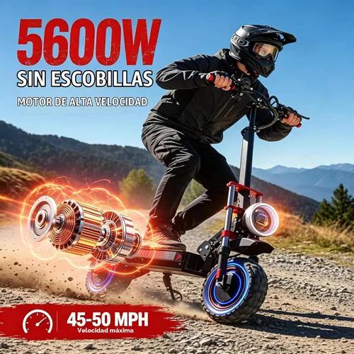 Vista 3 de Scooter eléctrico adulto 5600W Motor 11 pulgadas Off-Road Fast Speed