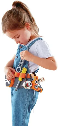 Vista 7 de Hape Junior Inventor Scientific - Cinturón de herramientas 19 piezas de componentes utilitarios STEAM cinturón de almacenamiento de herramientas