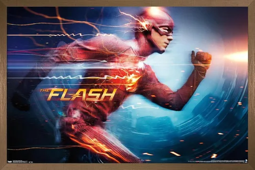 Vista 15 de DC Comics Arrowverse The Flash - Póster de pared Speed Force, 22.4 pulgadas de largo x 14.7 W, versión enmarcada de madera de granero