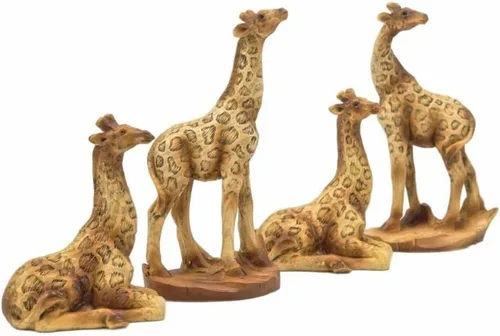 Vista 2 de Juego de 4 figuras miniatura de jirafa de 4 poses de 3.5 pulgadas de altura, decoración del hogar