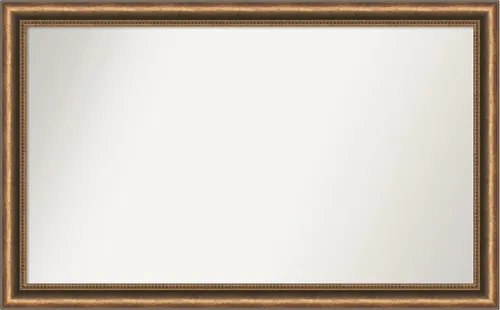 Vista 137 de Amanti Art Espejo de baño de bronce para sobre fregadero, 24 x 24 pulgadas, espejo de tocador cuadrado estrecho de bronce Manhattan, marco de madera