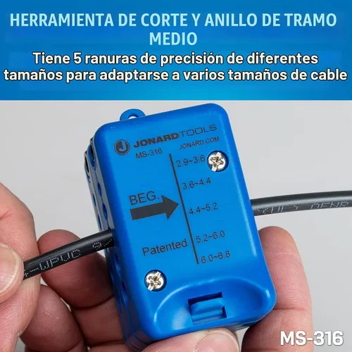 Vista 3 de Jonard Tools TK-105, Kit de herramientas de abertura y anillo de fibra óptica de alcance medio (1.2 mm - 10 mm) con estuche de transporte resistente