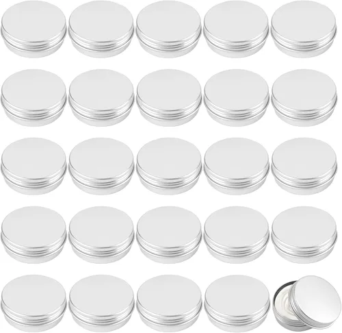 Vista 8 de Paquete de 12 latas, latas de salve de 0.5 onzas con tapas, recipientes pequeños de aluminio de metal recargable, recipientes redondos de estaño