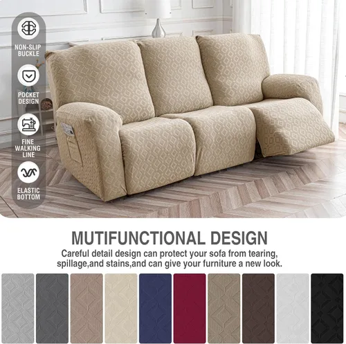 Vista 117 de Gennia Funda Impermeable para Silla Reclinable, Fundas Elásticas para Sofá Reclinable con Bolsillos, Fundas Lavables para Silla Reclinable Lazy Boy