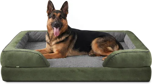 Vista 28 de L Plus - Cama ortopédica para perros grandes, sofá lavable para perros con espuma para huevos, forro impermeable y parte inferior antideslizante