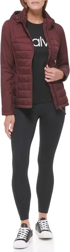 Vista 4 de Calvin Klein Paneles laterales ligeros de buceo para mujer con capucha y bolsillos con cremallera