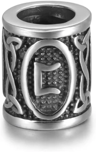 Vista 12 de 5 cuentas vikingas de acero inoxidable, cuentas espaciadoras de metal, cuentas espaciadoras de agujero grande, cuentas de tubo de plata antigua